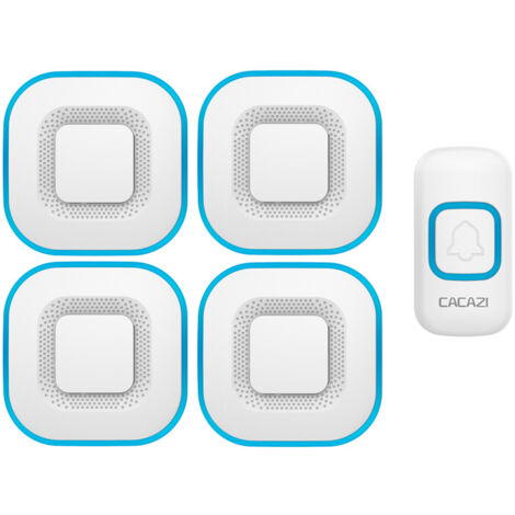 Campanello da porta con portata 300M, LED intelligente, 38 suoni, 4 volumi, bianco, 1 pulsante, 4 campanelli