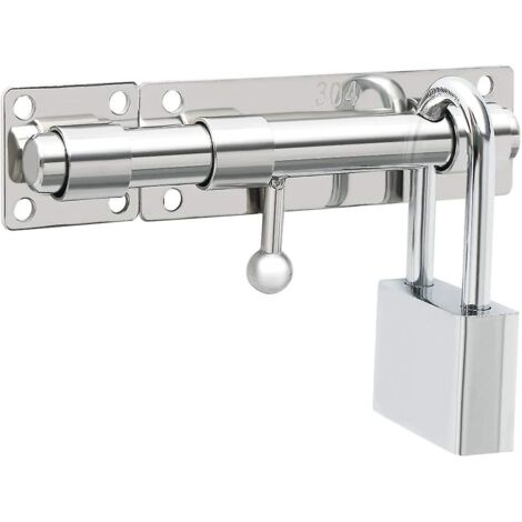 Serratura per porta esterna con foro per lucchetto, finitura cromata in acciaio inox