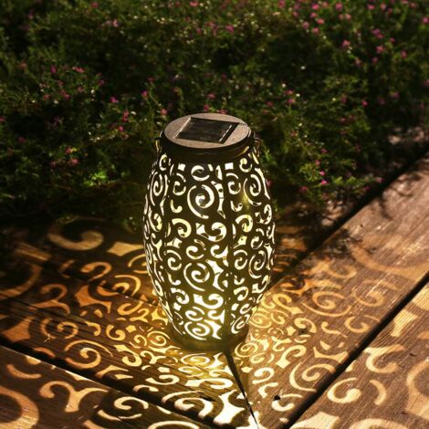 Luce solare esterna Lanterna solare sospesa Regali per il giardinaggio Maniglia da giardino Esterni Retro Metallo Impermeabile Patio Cortile Vialetto Decorativo Festa della mamma 1 pz Bronzo