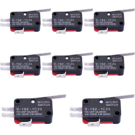 10 pezzi Micro Interruttore Braccio Corto Cerniera Leva Dritto SPDT Azione Rapida Interruttore di Finecorsa per Arduino V-152-1C25