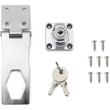 Hasp, Hasp con chiavi e viti per cancello, capannone, porta del garage, 4" / 10cm, finitura, 1 pz.