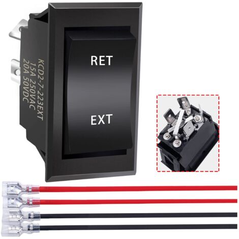 Interruttore di inversione di polarità 12v 3 posizioni Controllo motore CC momentaneo DPDT 4 pin (ON)-Off-(ON) Interruttore RV 20A per rimorchio a timone a quinta ruota KCD2-7-223-4P-X