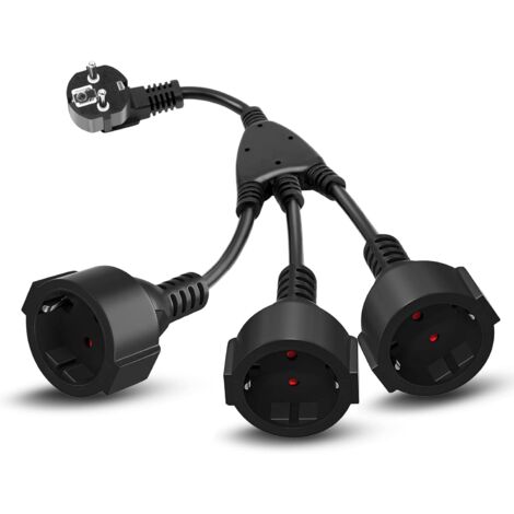 Spina tripla per presa, cavo di prolunga con 3 prese Schuko 16A/250V/Max.3500W Adattatore presa 3 in 1 Distribuzione a 3 vie IP44 Presa tripla per casa, ufficio, viaggio