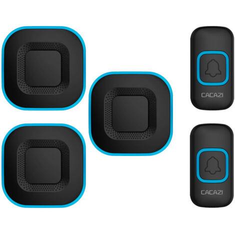 Campanello wireless, campanello LED intelligente per la casa, 3 campanelli, 2 pulsanti, nero