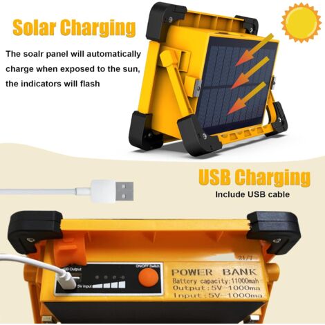 Lampada da campeggio solare ricaricabile, lampada da tenda impermeabile a 5 modalità, ventola
