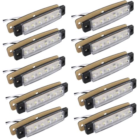 10 pezzi 12V luci di posizione laterali 6SMD LED lampada anteriore luci di posizione laterali posteriori per rimorchio camion roulotte camper furgone camion autobus barca trattore motore bianco (1/5)