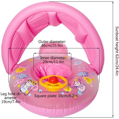 Salvagente Neonato A Forma Di Fenicottero – Con Parasole Integrato – Sicuro E Divertente Per La Piscina