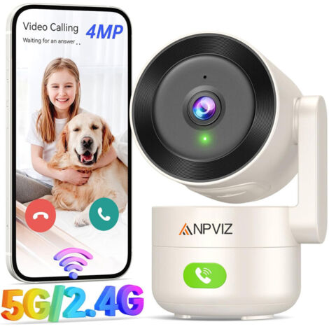 Telecamera di sorveglianza WiFi per interni 2K 4MP 5GHz/2.4GHz, telecamera di sicurezza a 360° con rilevamento del movimento, telecamera di sorveglianza con visione notturna Telecamera IP WiFi
