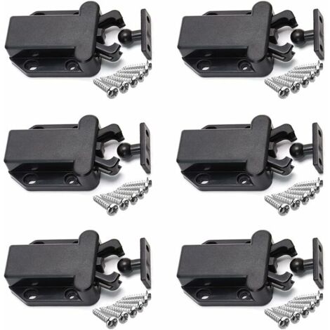 6 pezzi Push to Open Touch Release Latch per cassetti di armadietti, chiusure non magnetiche per ante di mobili di armadi, chiusure touch per armadietti, nere