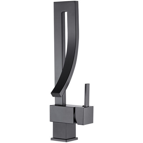 Rubinetto per acqua calda e fredda girevole in ottone dorato per lavabo da appoggio, rubinetto per lavello da cucina, cascata, argento