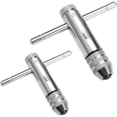 2 chiavi a cricchetto per maschi, chiavi a cricchetto regolabili con impugnatura a T, portamaschi M3-M8/M5-M12, accessori per maschiatura manuale
