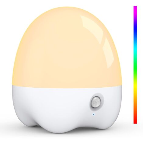 Luce notturna per bambini, a batteria, con sensore di movimento, lampada da comodino, timer, cambio colore, per cameretta, esterno, interno (ricarica USB)