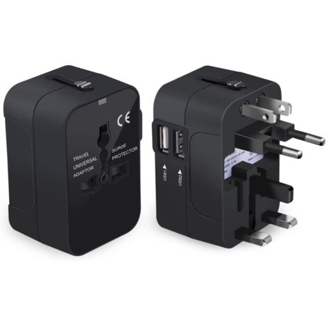 Adattatore da viaggio Adattatore da viaggio Adattatore internazionale con due porte USB per Giappone Cina Canada USA/UE/UK/AU Circa 150 paesi per telefoni, tablet Natale