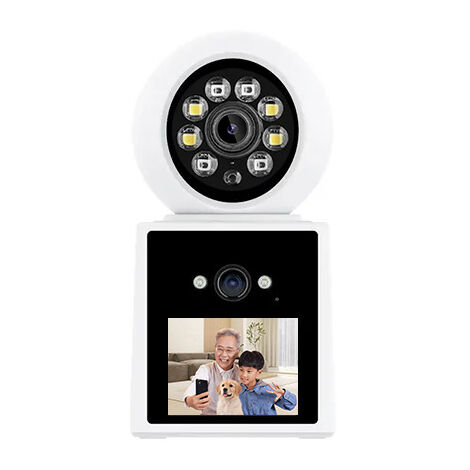 Telecamera di sorveglianza WiFi per interni, telecamera di sorveglianza con schermo da 2,8 pollici, telecamera domestica a 360° per anziani/bambini/animali domestici, video bidirezionale, rilevamento 