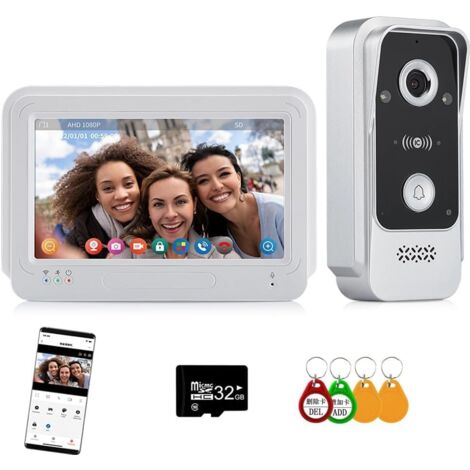 Sistema di videocitofono Tuya con touch screen da 7", videocitofono WiFi 1080P, telecamera per porta, videocitofono per casa intelligente TUYA (cablato)