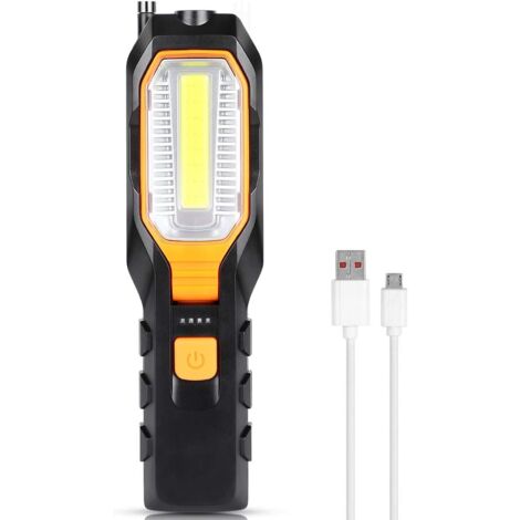 Lampada da lavoro a LED per officina, lampada di ispezione COB magnetica con 4 modalità di illuminazione, luce da campeggio ricaricabile con 80/280 lumen per illuminazione di emergenza per garage di r