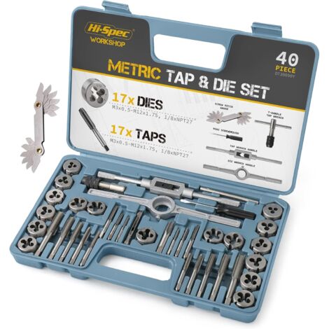 Set di 40 maschi e filiere M3-M12, filettatura fine e grossa, acciaio legato GCr15, valigetta per il trasporto - Kit per maschiatura e filettatura