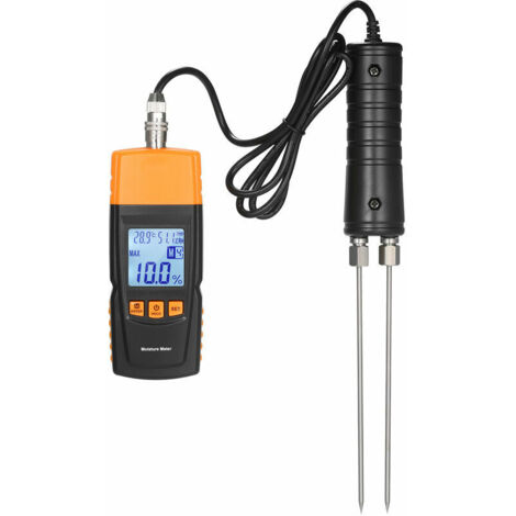 Igrometro digitale per legna da ardere 3 in 1 con sonda extra lunga, temperatura ambiente + umidità + tester di umidità del legno