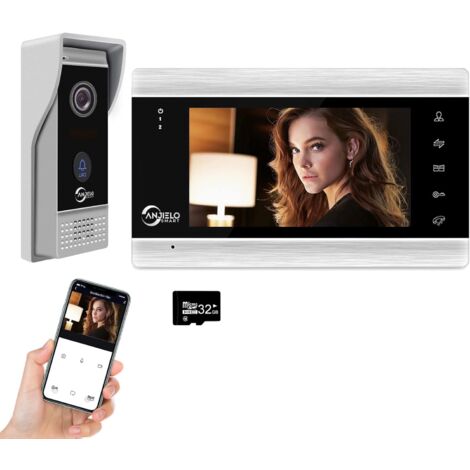Videocitofono, videocitofono WIFI con monitor, campanello cablato da 7 pollici, telecamera HD 1080P, supporto Tuya, sblocco remoto, rilevamento del movimento PIR, visione notturna