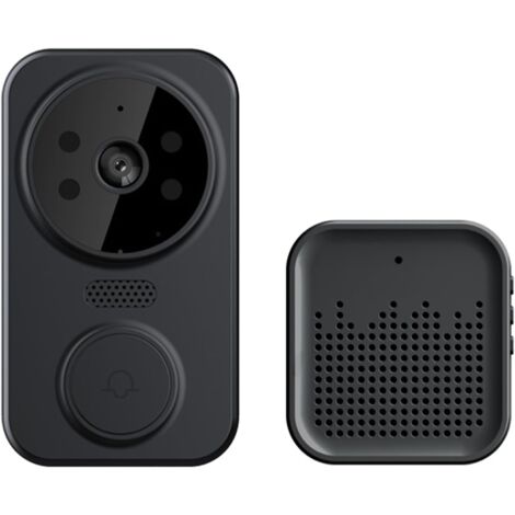 Campanello video intelligente, campanello visivo remoto wireless, campanello interfono con telecamera WiFi, campanello di sicurezza con rilevamento del movimento, nero