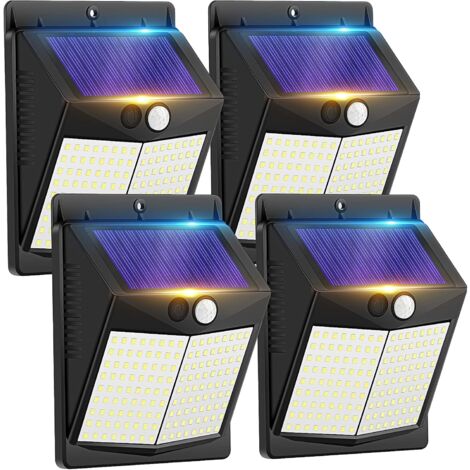 4 confezioni di luci solari per esterni con sensore di movimento - 3 modalità luci solari impermeabili, luci da parete di sicurezza wireless per giardino