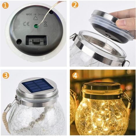 ROSHWEY Confezione da 4 lanterne solari impermeabili per esterni, regali per donne, 30 LED, decorazione da giardino, luci solari da appendere, illuminazione decorativa per cortile, patio, alberi