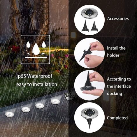 BrizLabs 12 Pezzi Luce Solare da Giardino, 8 LEDs Solari Luci Faretti BrizLabs 12 Pezzi Luce Solare da Giardino, 8 LEDs Solari Luci Faretti