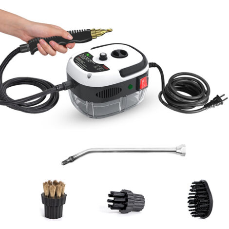 Pulitore a vapore portatile da 2500 W, macchina per la pulizia a vapore pressurizzato ad alta temperatura con testine a spazzola per cucina, bagno, auto, mobili