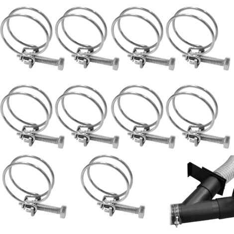 10 pezzi Fascette stringitubo a doppio filo regolabili per vari tubi dell'acqua, tubi dell'aria, tubi dell'olio (30-34 mm)