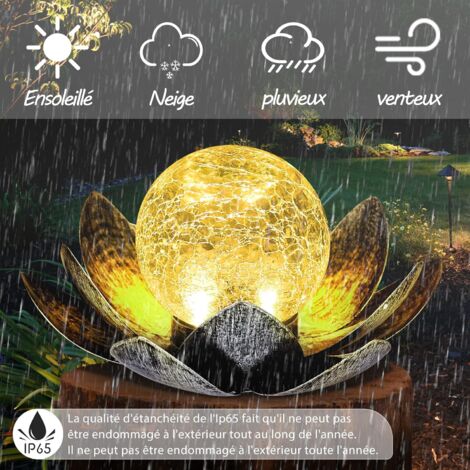 Fabuday Lanterne Solari Da Esterno A Forma Di Loto E Libellula - Confezione Da 2 - Luci LED Impermeabili Per Giardino, Balcone, Terrazza - 3