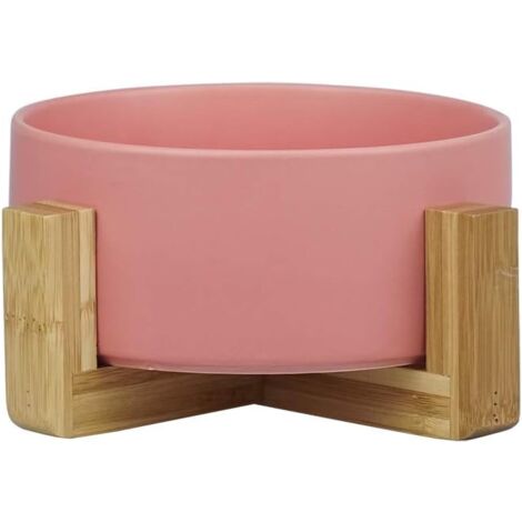 Rose Pet Ciotole per cani e gatti Ciotole in ceramica per cani e gatti con supporto in bambù - Lavabili in lavastoviglie e facili da pulire