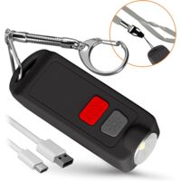Portachiavi con allarme personale per autodifesa da donna - Pulsante con sirena antifurto di sicurezza impermeabile ricaricabile tramite USB da 130 dB con luce LED - Dispositivo di allarme sonoro di s