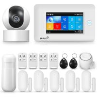 Sistema di allarme domestico, sistema di allarme wireless WiFi 4G con telecamera di sorveglianza 1080P, allarme antifurto domestico touch screen da 4,3" compatibile con Alexa Google Home