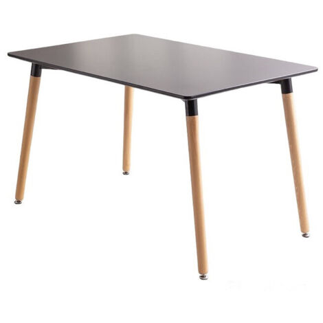 tavolo in stile scandinavo 120 x 80 cm piano nero e gambe in legno (1/4)