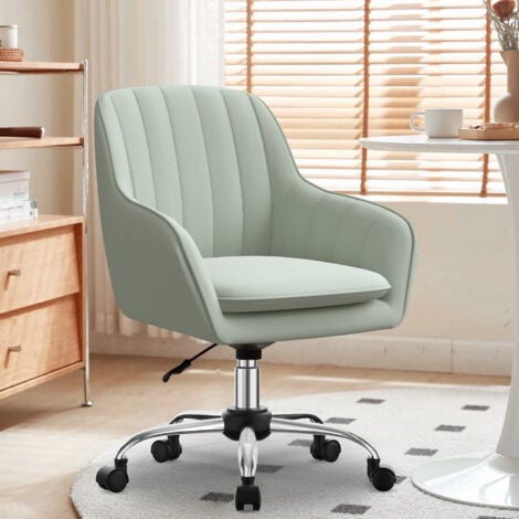 Chaise de Bureau Fauteuil de Bureau à Roulettes Réglable en Hauteur pour Bureau et Chambre, Fausse Fourrure- 150 Kg -Gris.