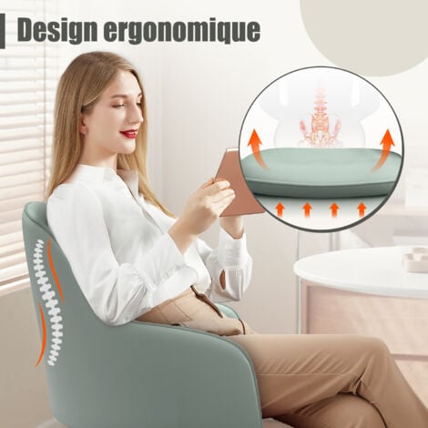 Chaise de Bureau Fauteuil de Bureau à Roulettes Réglable en Hauteur pour Bureau et Chambre, Fausse Fourrure- 150 Kg -Gris.