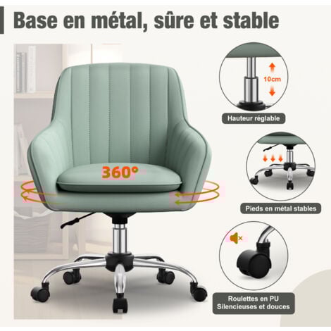 Chaise de Bureau Fauteuil de Bureau à Roulettes Réglable en Hauteur pour Bureau et Chambre, Fausse Fourrure- 150 Kg -Gris.