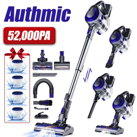 Aspirateur Balai sans Fil -52000Pa 580W - 5 en 1 - Système HEPA - Autonomie 55 Min - Batterie Amovible - Brosse à Poils pour Animaux Offerte (Idéal pour Familles avec Animaux)
