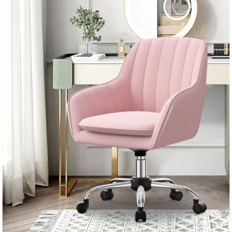 Authmic – Chaise de bureau ergonomique avec accoudoirs pliables – Réglable en hauteur 78-88 cm – Revêtement en fausse fourrure – Capacité 150 kg