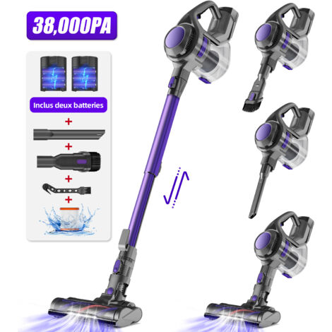 Authmic – Aspirateur balai sans fil 38000 Pa – Autonomie 25-55 min – 520W – Système de filtration 5-en-1 – Brosse LED pour tous types de sols - 20-55min