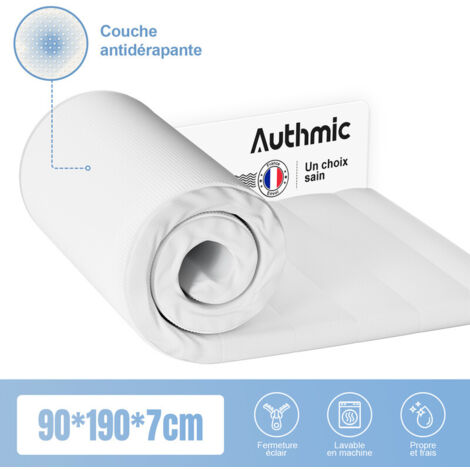 Matelas memoire forme 90x190 cm, Épaisseur 7 cm – Mémoire de Forme 2 cm, Confort 7 Zones, Housse Douce Respirante et Base Antidérapante