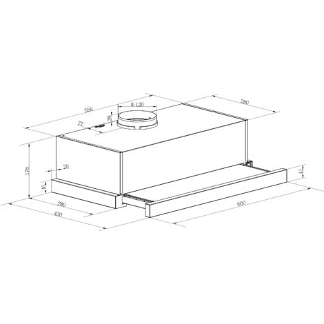 Cappa aspirante cappa sottopiano 60 cappa aspirante ricircolo aria esausta acciaio inox Respecta