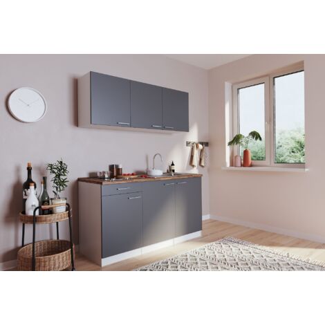 Cucina mini cucina cucina singola Luis 150 cm bianco grigio senza frigorifero Respecta