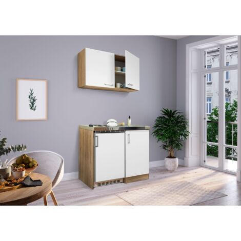 Cucina mini cucina cucina singola angolo cottura dispensa rovere bianco Levin 100 cm Respecta