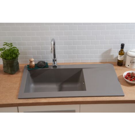 Lavello da incasso lavello da cucina in granito Mineralite 86 x 50 grigio respekta Denver