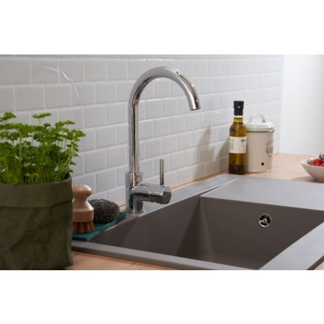 Lavello da incasso lavello da cucina in granito Mineralite 86 x 50 grigio respekta Denver