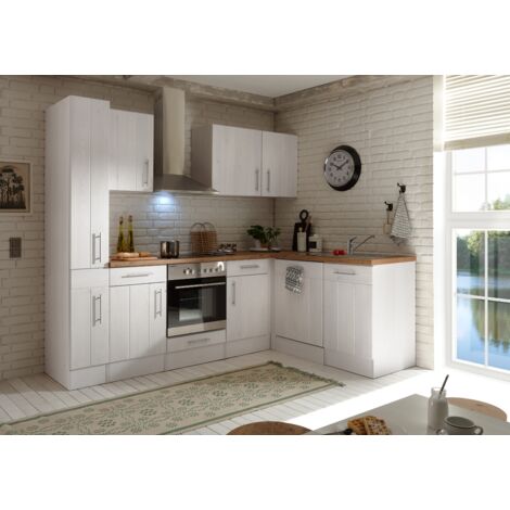 Cucina angolo cottura cucina rustica in larice bianco Anton 250 x 172 cm Respecta (1/4)