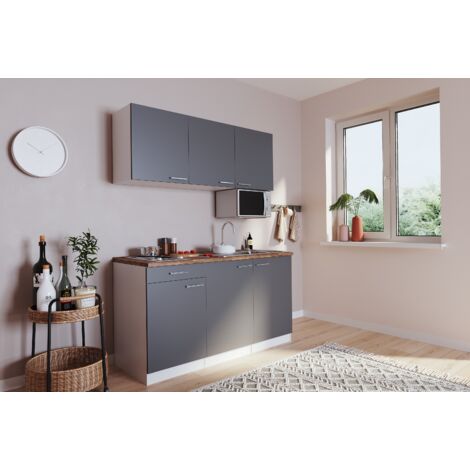 Cucina mini cucina cucina singola Luis 150 cm bianco grigio senza frigorifero Respecta