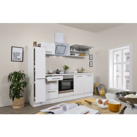 Blocco Cucina RESPEKTA 150 Cm - Con Frigo, Microonde E Piastre, Bianco - Foto 5