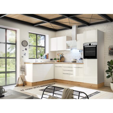 Cucina Cucinino Cucina ad Angolo Marleen Premium 280 cm Bianco Artigianale Rovere Respecta